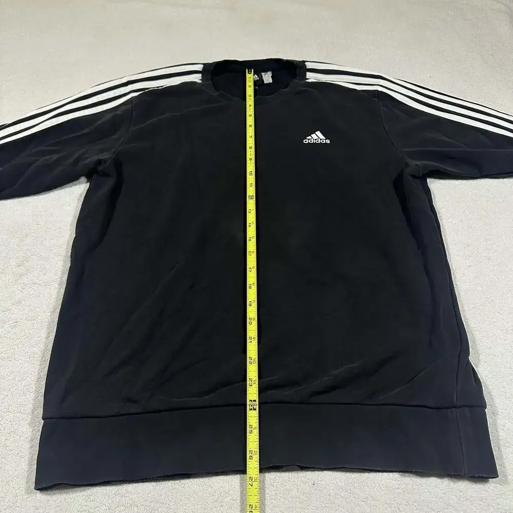 Adidas Black 3 Stripe Crewneck Sweatshirt Pullover Logo Men's Medium